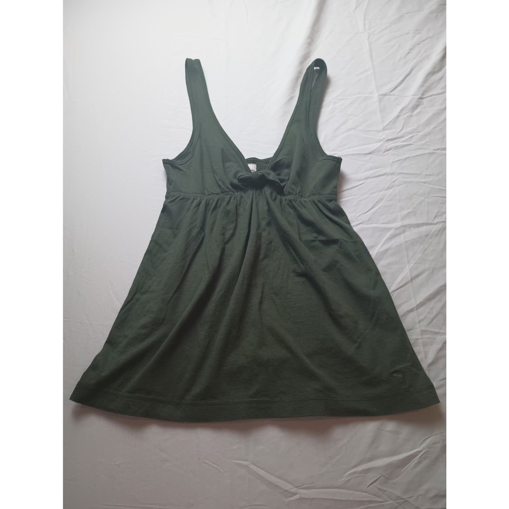Abercrombie and Fitch 2000s Women's Tie Front Olive baby doll Tank Top, Small
